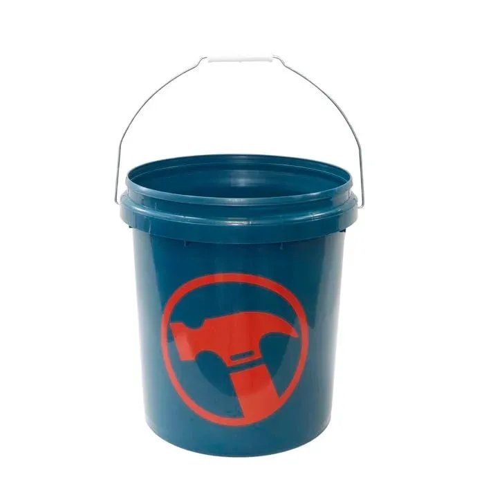 Green and red bucket from Bunnings.