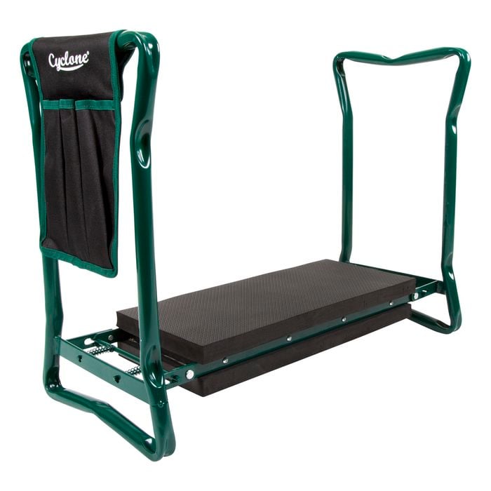 A garden kneeler and seat in the kneeler position.