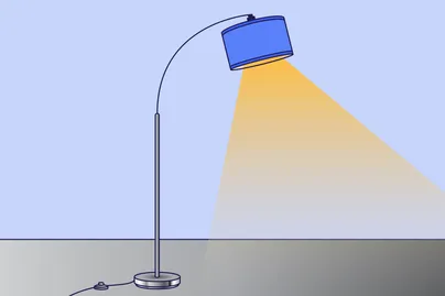 floor lamp shining in the lounge illustration